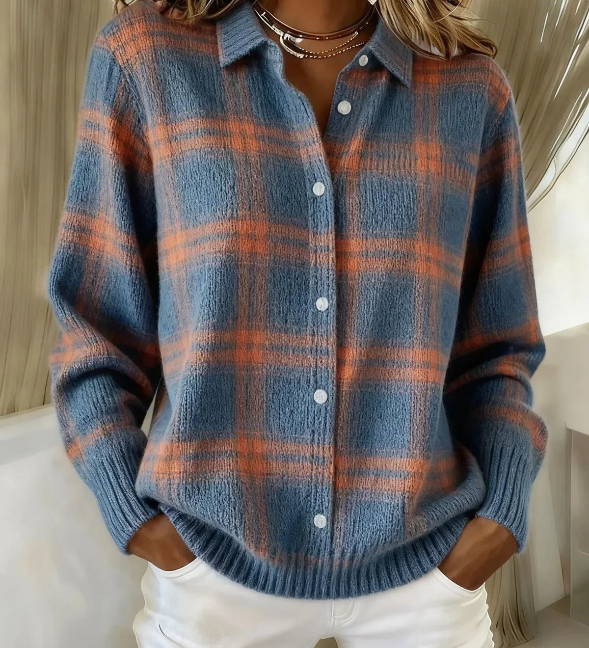 Joan | Plaid Knit Shirt Jacket