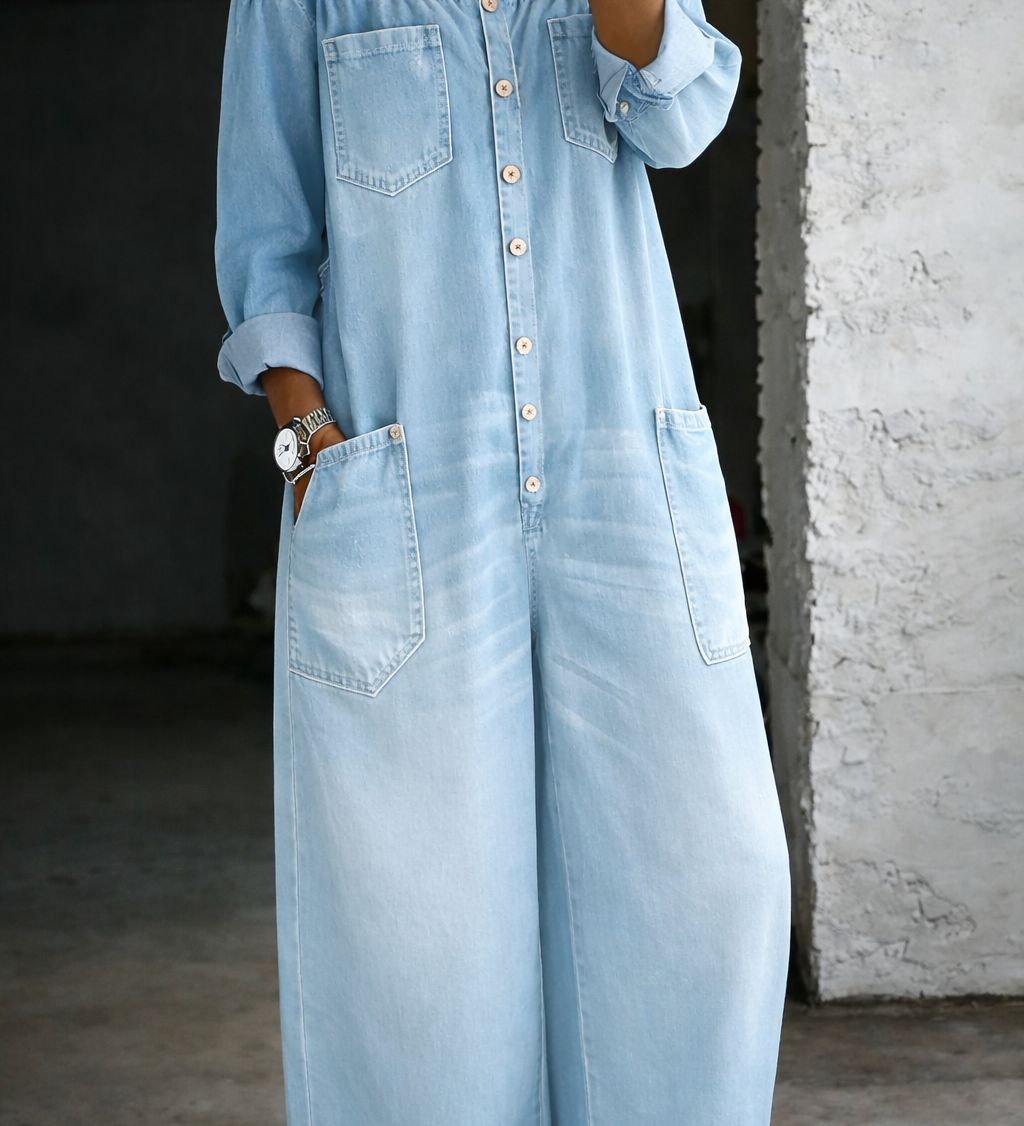 Chelsea - Long Sleeve Jumpsuit with Exposed Shoulders