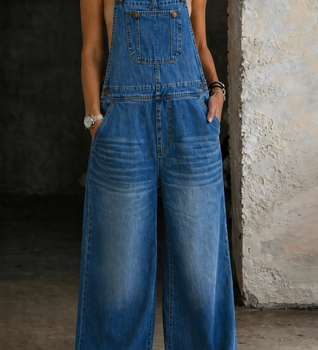 Liliana - Elastic Waist Denim Jumpsuit