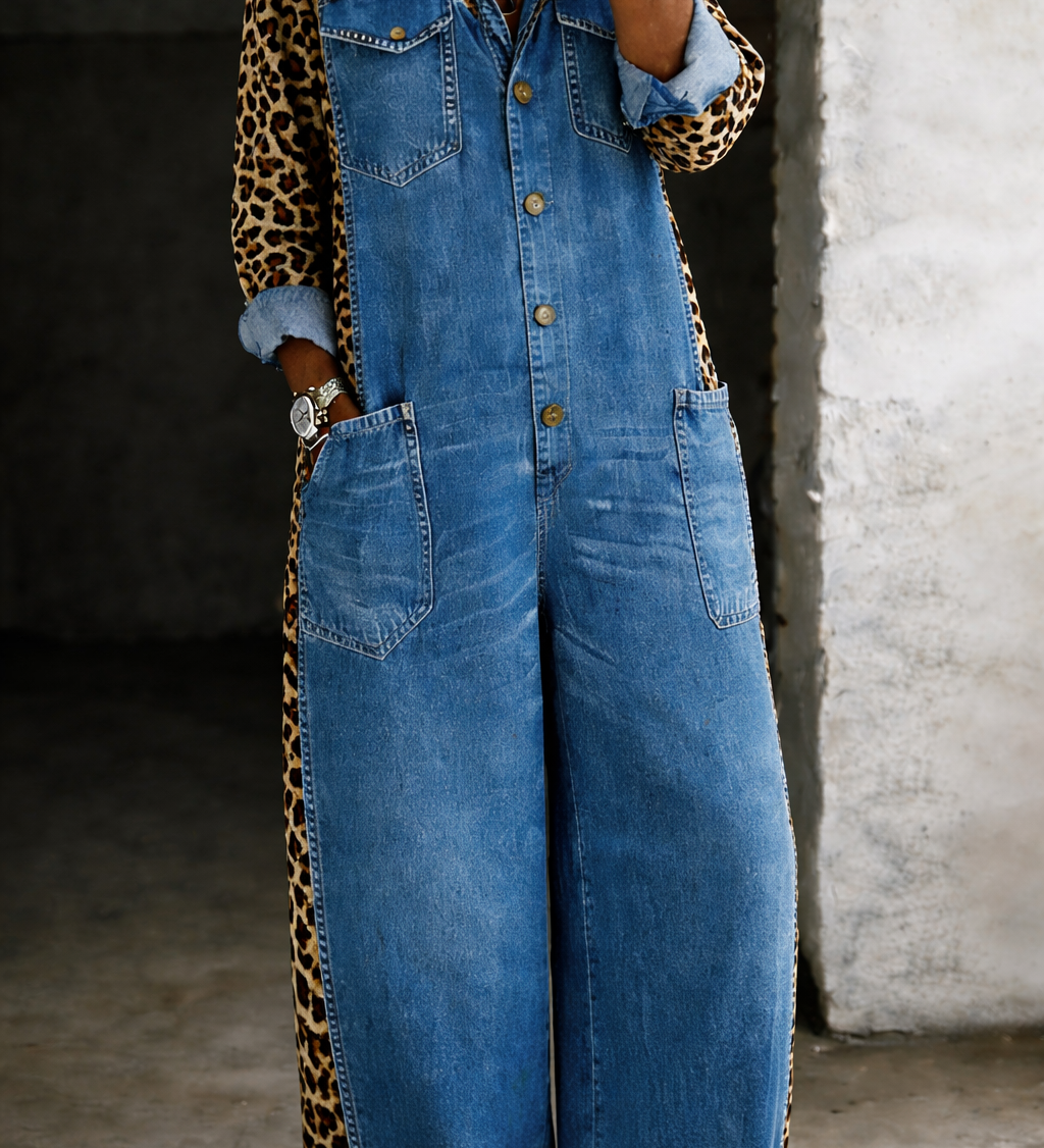 Mackenzie - One Piece Denim Shirt Jumpsuit