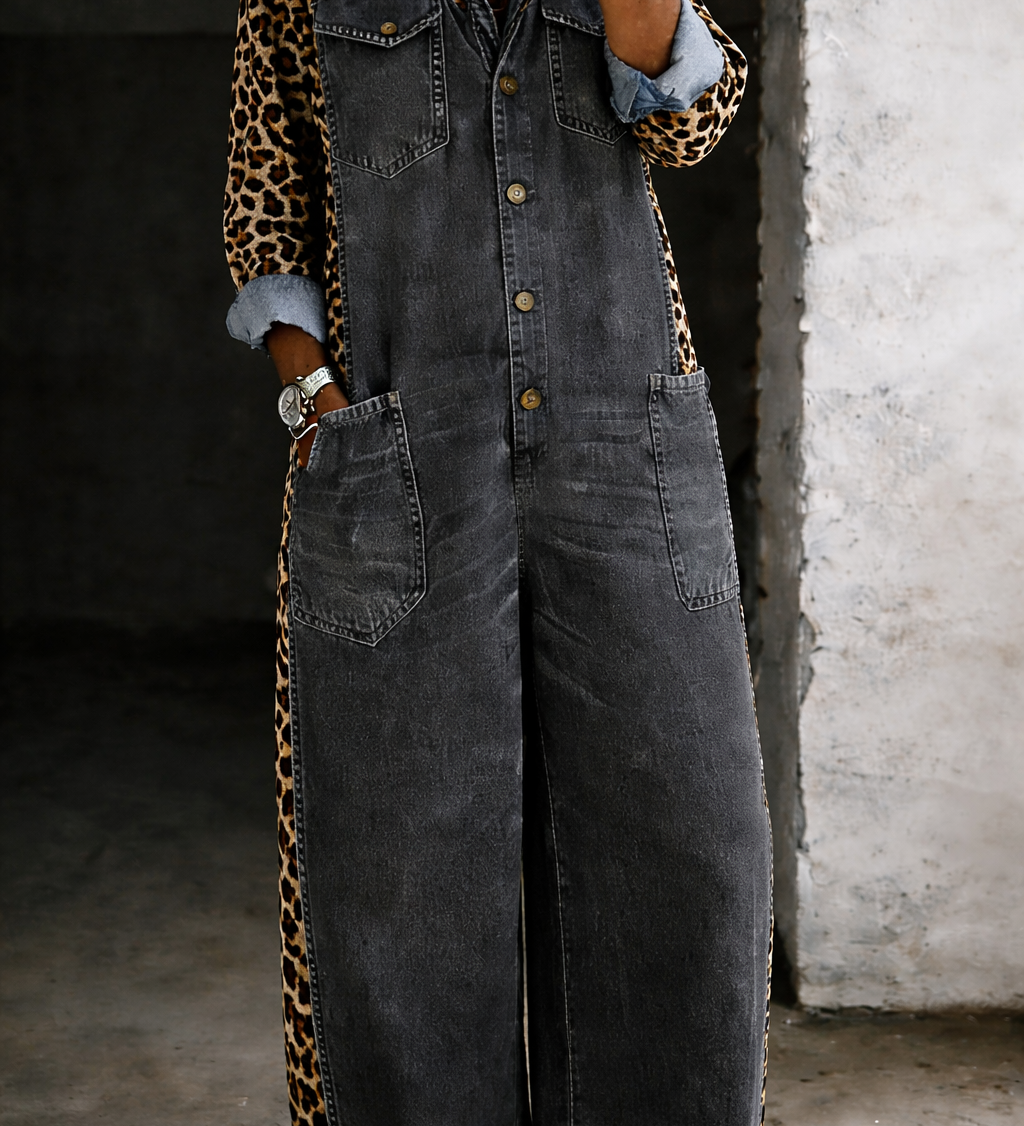 Mackenzie - One Piece Denim Shirt Jumpsuit