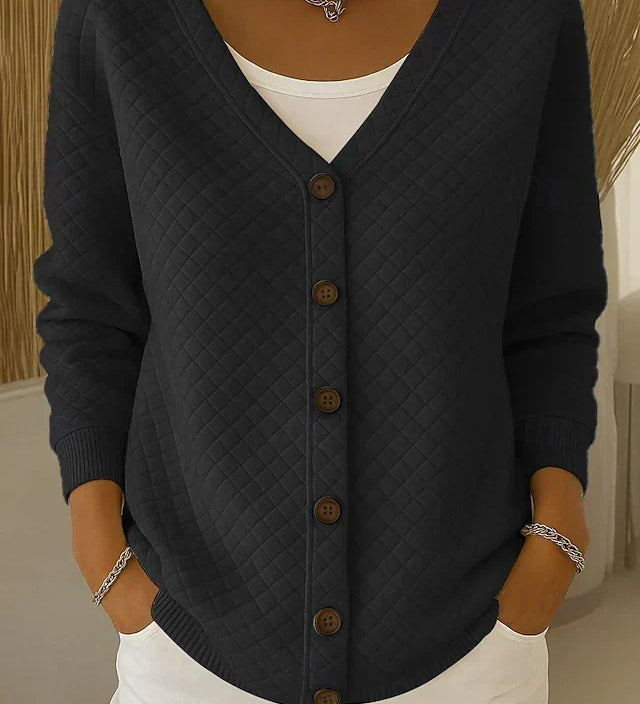 Rosemary | Diamond Quilted Button Cardigan